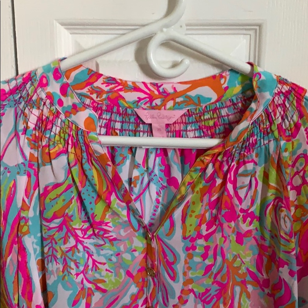 Lilly Pulitzer “scuba to Cuba” silk Elsa top - Picture 3 of 4